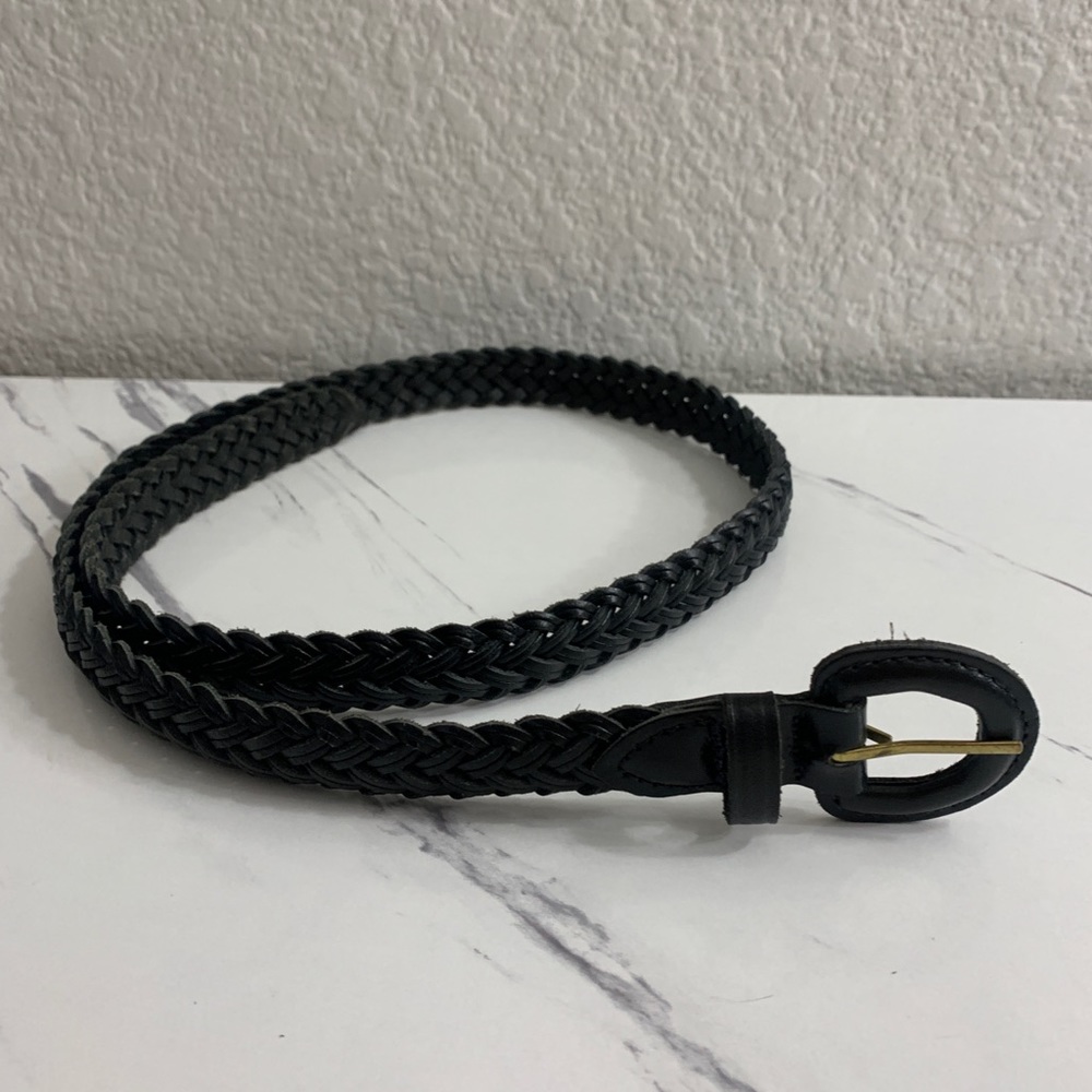 Braided All Leather Black Belt Handmade In Guatamala Size XL Classic Fit small